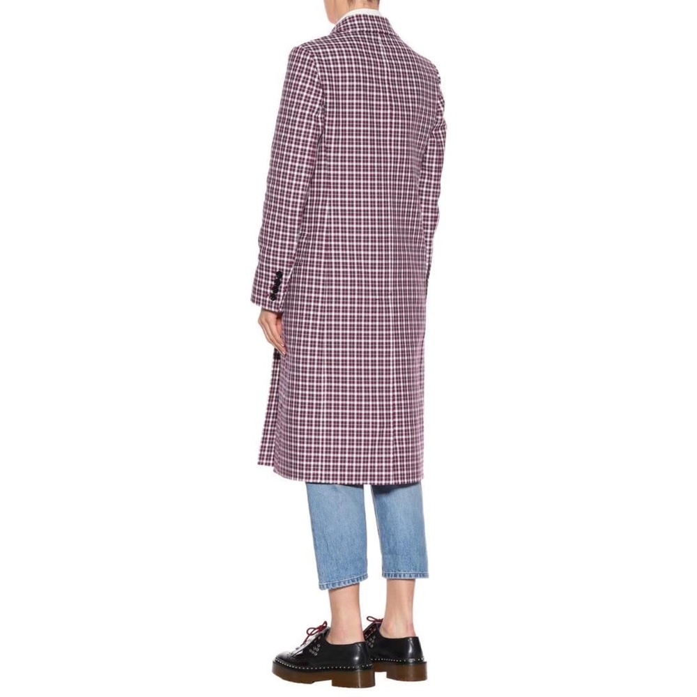 Burberry Checked Cotton-blend Coat In Burgundy NWT - Picture 3 of 15